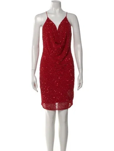 Pre-owned Retroféte Cowl Neck Mini Dress In Red
