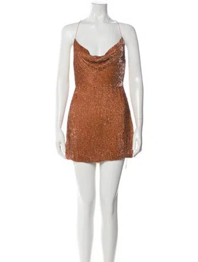 Pre-owned Retroféte Cowl Neck Mini Dress W/ Tags In Neutral