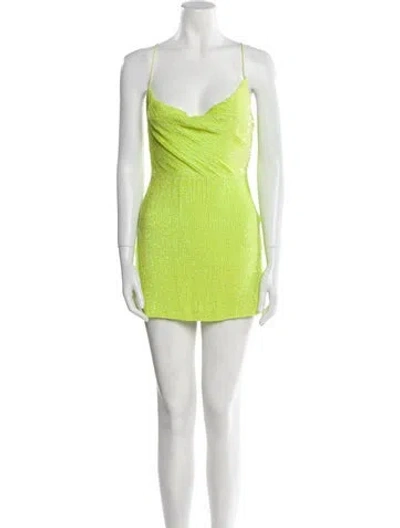 Pre-owned Retroféte Cowl Neck Mini Dress In Yellow