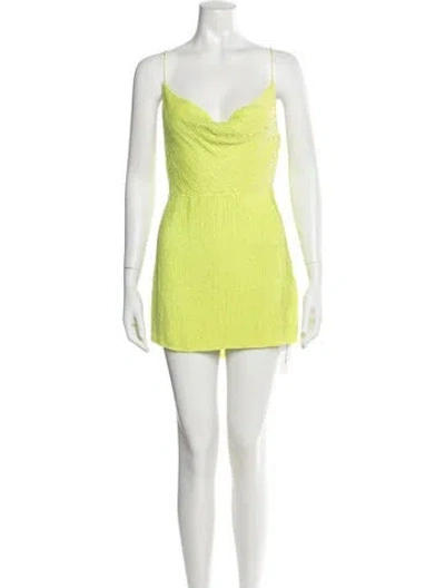 Pre-owned Retroféte Cowl Neck Mini Dress In Yellow