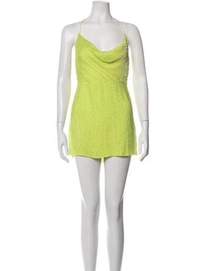 Pre-owned Retroféte Cowl Neck Mini Dress In Yellow