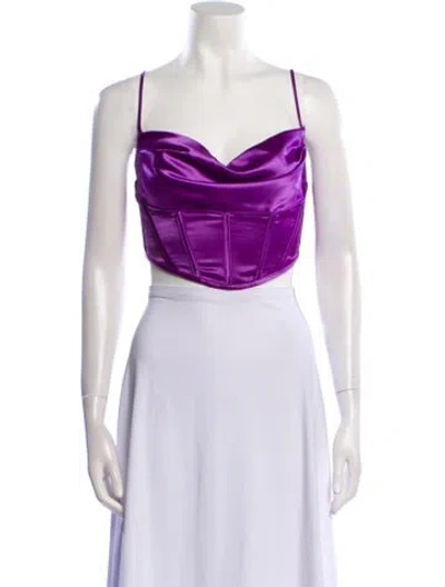 Pre-owned Retroféte Cowl Neck Sleeveless Crop Top In Purple