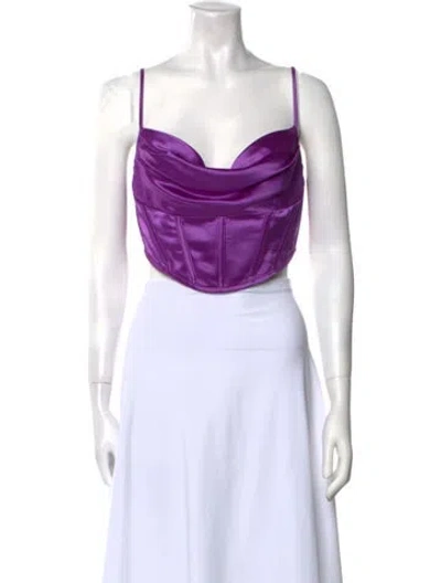 Pre-owned Retroféte Cowl Neck Sleeveless Crop Top W/ Tags In Purple