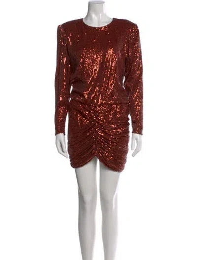 Pre-owned Retroféte Crew Neck Knee-length Dress In Orange