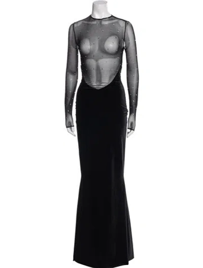 Pre-owned Retroféte Crew Neck Long Dress In Black