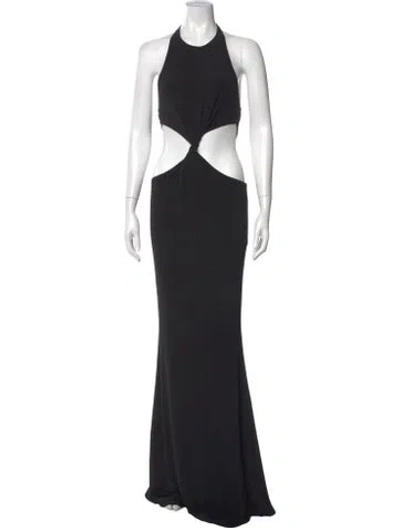 Pre-owned Retroféte Crew Neck Long Dress In Black