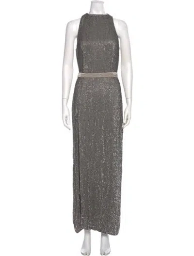 Pre-owned Retroféte Crew Neck Long Dress In Gray