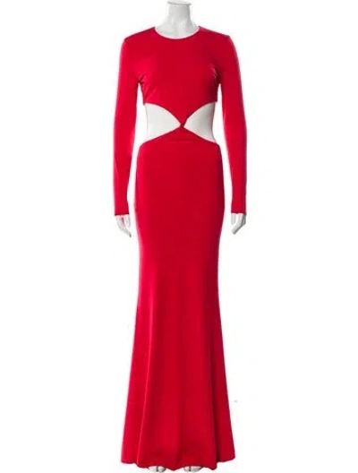 Pre-owned Retroféte Crew Neck Long Dress In Red