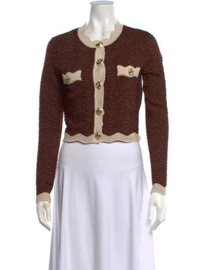 Pre-owned Retroféte Crew Neck Long Sleeve Top In Brown