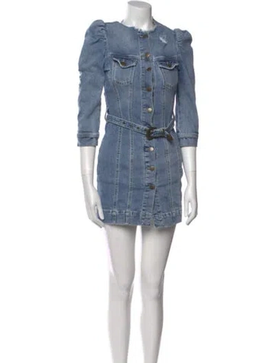 Pre-owned Retroféte Crew Neck Mini Dress In Blue