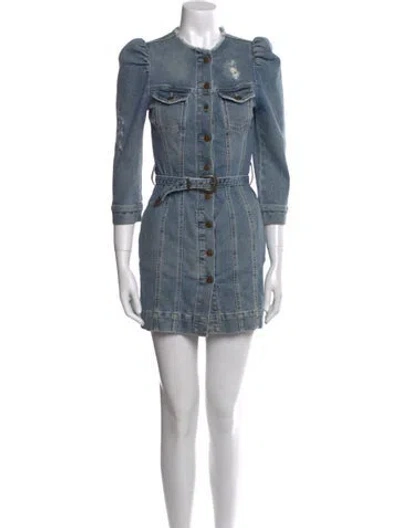Pre-owned Retroféte Crew Neck Mini Dress In Blue