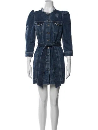 Pre-owned Retroféte Crew Neck Mini Dress In Blue