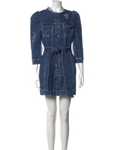 Pre-owned Retroféte Crew Neck Mini Dress In Blue