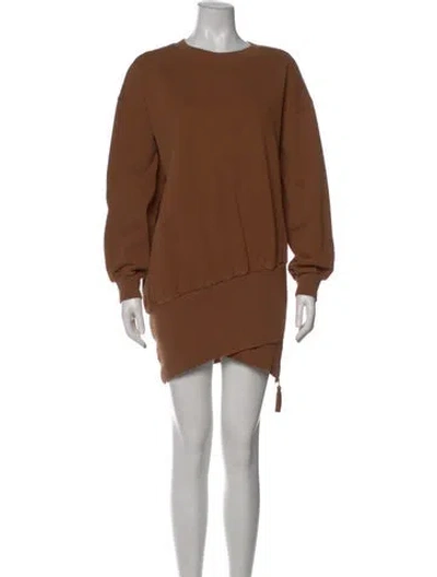 Pre-owned Retroféte Crew Neck Mini Dress In Brown