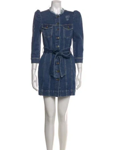 Pre-owned Retroféte Crew Neck Mini Dress W/ Tags In Blue