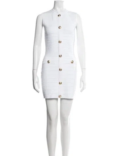 Pre-owned Retroféte Crew Neck Mini Dress In White