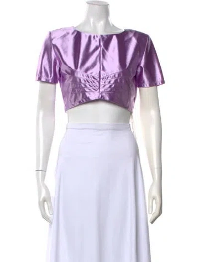 Pre-owned Retroféte Crew Neck Short Sleeve Crop Top In Purple