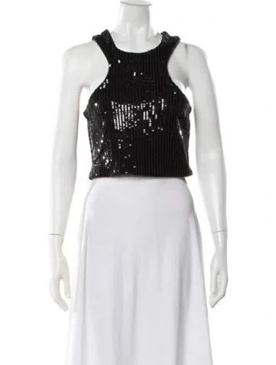 Pre-owned Retroféte Crew Neck Sleeveless Crop Top In Black