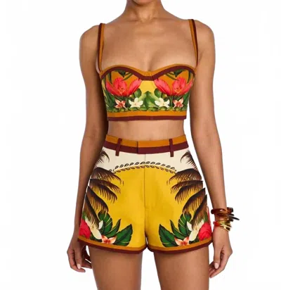 Retroféte Cricket Bustier Top In Jardin Botanico In Brown