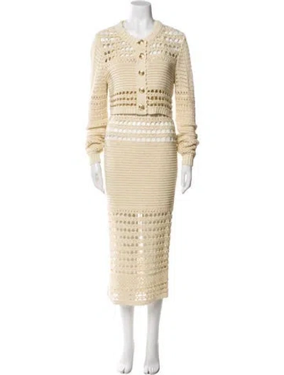Pre-owned Retroféte Crochet Trim Dress Set In Neutral
