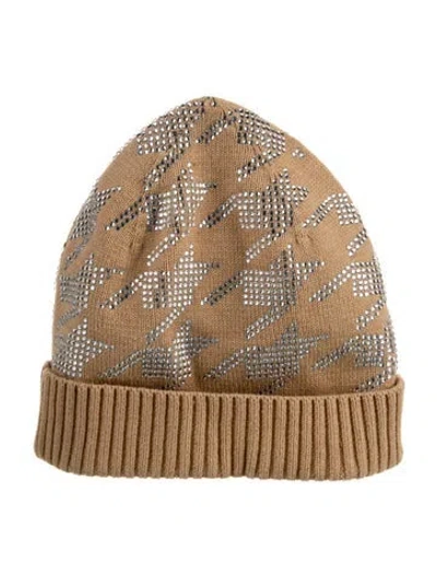 Pre-owned Retroféte Crystal Accent Knit Beanie In Neutrals