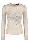 Retroféte Retrofete Crystal-embellished Sheer Top In Neutrals