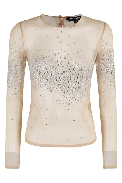Retroféte Retrofete Crystal-embellished Sheer Top In Multi