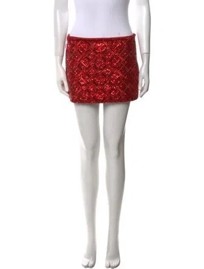 Pre-owned Retroféte Crystal Embellishments Mini Skirt In Red