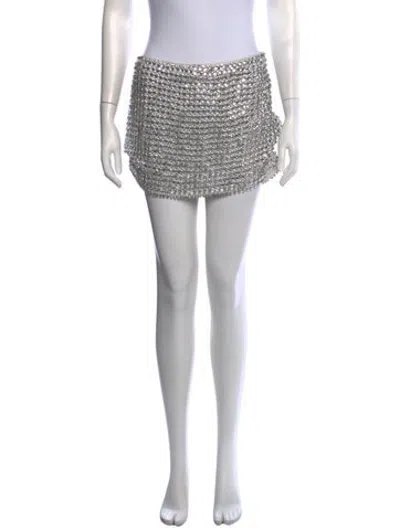 Pre-owned Retroféte Crystal Embellishments Mini Skirt In Silver