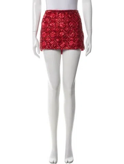 Pre-owned Retroféte Crystal Embellishments Mini Skirt W/ Tags In Red