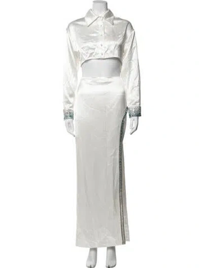 Pre-owned Retroféte Crystal Embellishments Skirt Set In Grey
