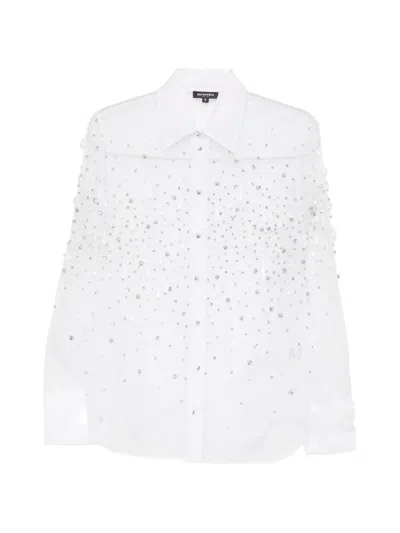 Retroféte Crystal-embellished Sheer Shirt In White