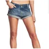 Retroféte Cuffed Denim Shorts In Worn Vintage Blue