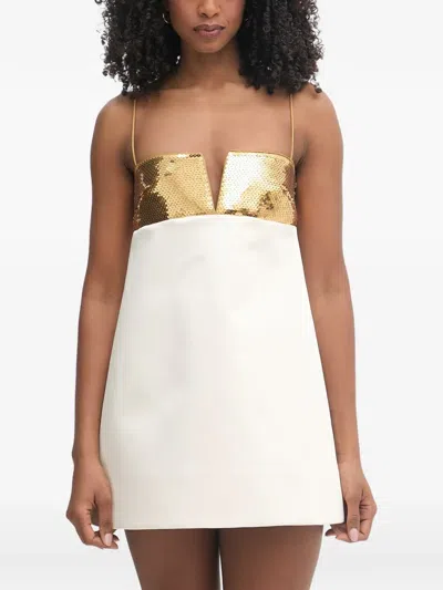 Retroféte Cyra Sequin-embellished A-line Mini Dress In White