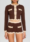Retroféte Dallys Sparkly Knit Jacket In Mtlc Chestnut/bone
