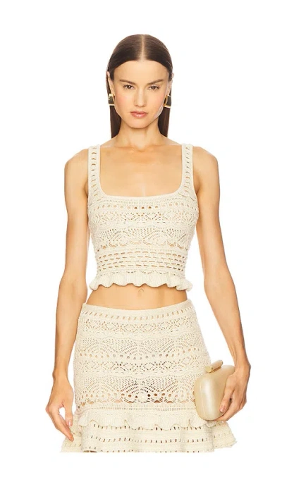 Retroféte Damira Crochet Top In Neutral