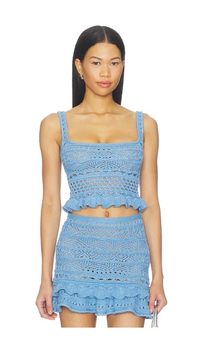 Retroféte Damira Crochet Top In Blue