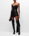 Retroféte Daniele Strapless Draped-sash Lamé Mini Dress In Black