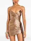 Retroféte Danielle Pleated Strapless Dress In Brown