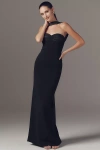 Retroféte Daufine Neck Scarf Sweetheart Maxi Dress In Black
