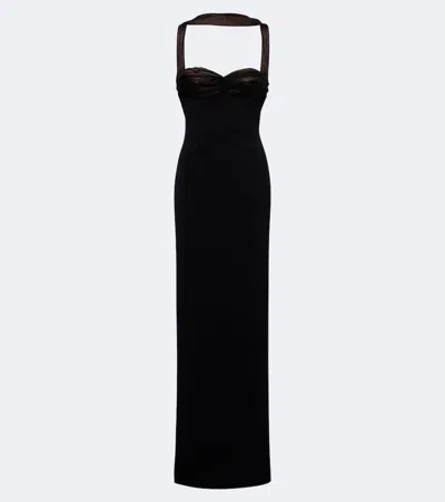 Retroféte Retrofête Daufine Scarf-detail Open-back Gown In Black