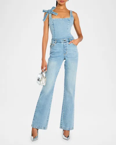 Retroféte Dawson Sleeveless Denim Jumpsuit In Multi