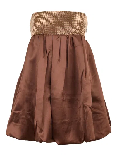 Retroféte Delfina Beaded Mini Dress In Brown