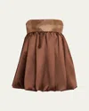 Retroféte Delfina Strapless Bubble Mini Dress In Brown