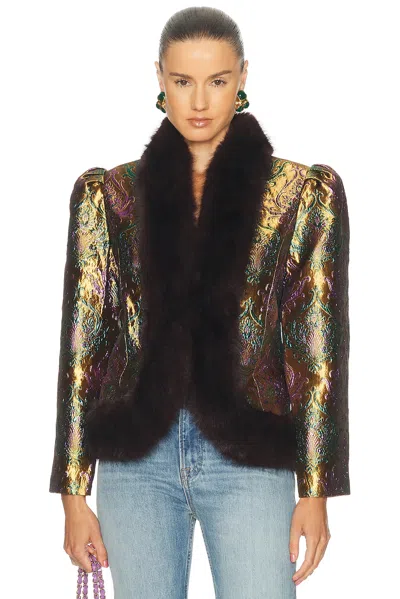 Retroféte Delphina Brocade Jacket In Met Ochre Damask