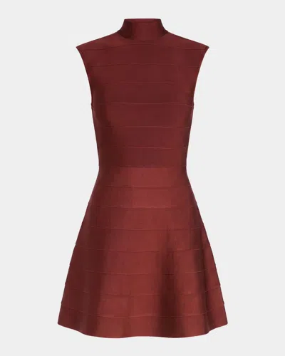 Retroféte Delyth Knit Mock-neck Mini Dress In Burgundy
