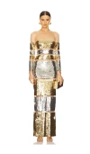 Retroféte Desi Dress In Metallic Silver
