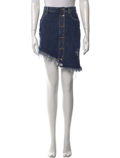 Pre-owned Retroféte Distressed Accents Knee-length Skirt In Blue