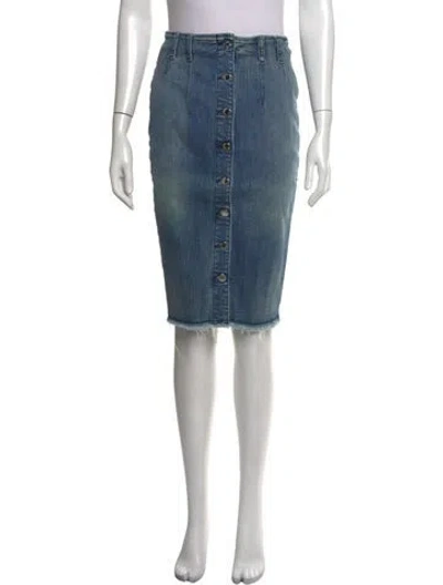 Pre-owned Retroféte Distressed Accents Midi Length Skirt In Blue