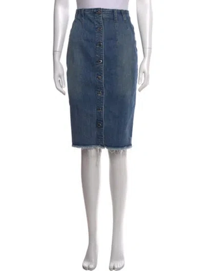 Pre-owned Retroféte Distressed Accents Midi Length Skirt In Blue